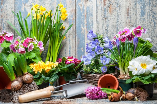 Professional gardeners in Hampton caring for seasonal planting